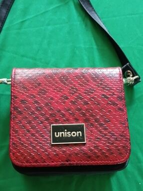 Red Snake-Embossed Crossbody Purse